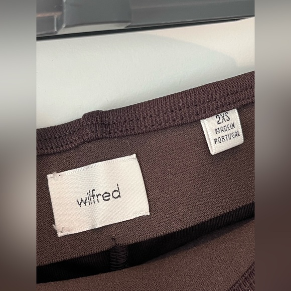 Aritzia Wilfred Mid Rise Kick Flare Candace Pants Stretchy Ribbed Mocha Brown - Picture 10 of 16